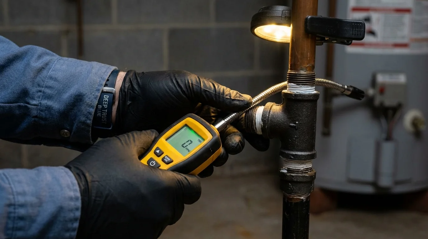 Gas leak detection with electronic sniffer by Johns Plumbing LLC in Nitro