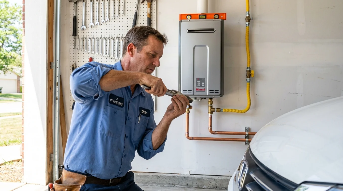 Tankless water heater installation by a Johns Plumbing LLC plumber in Nitro